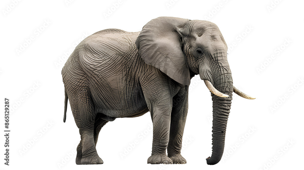 Naklejka premium Elephant PNG. African elephant looking into the camera isolated. African bush elephant PNG. African forest elephant PNG. Asian elephant PNG. African wildlife