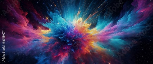 Abstract background design wavy Cosmic explosion of iridescent p
