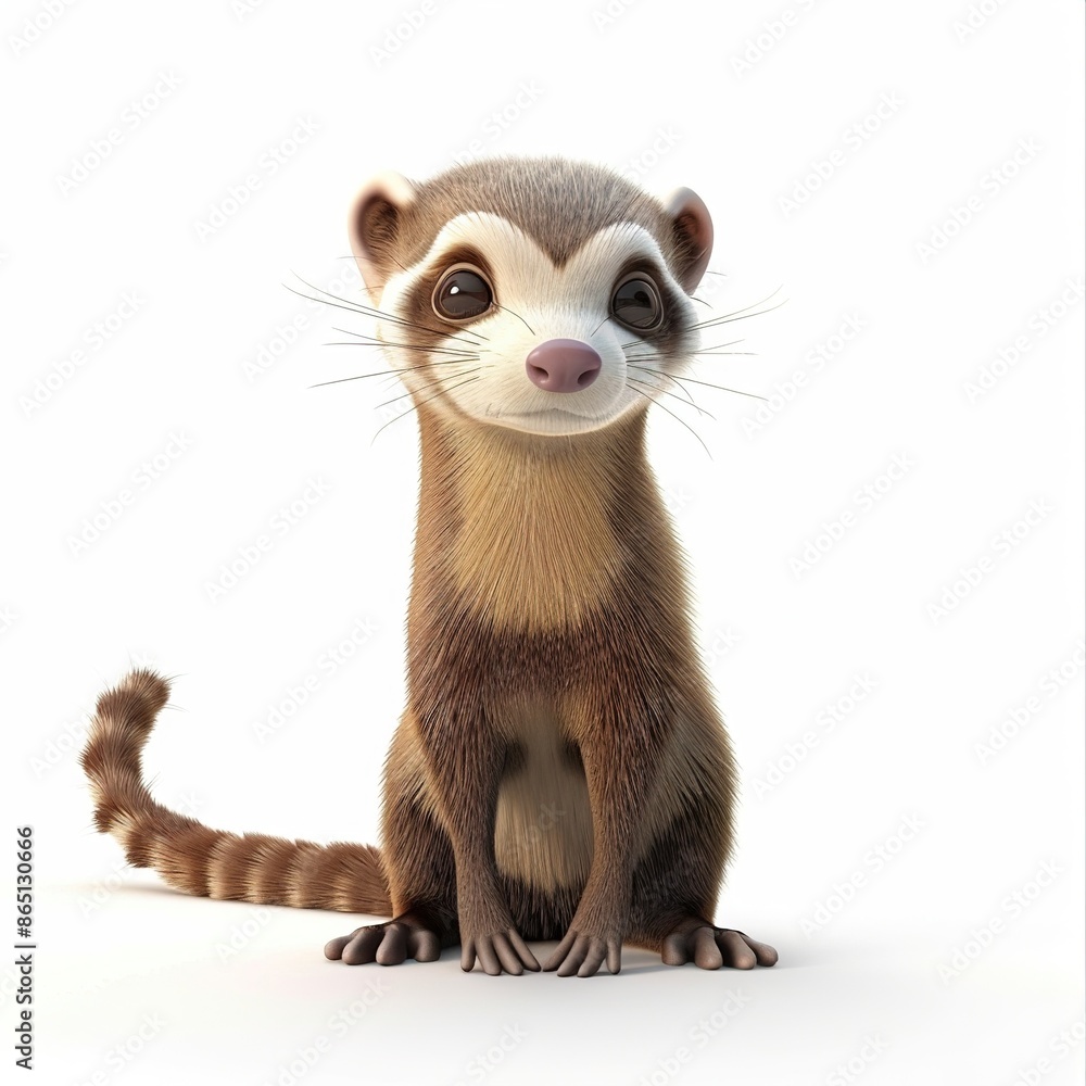 Ferret 3D cartoon isolated whitebackground Ferret 3D cartoon isolated whitebackground