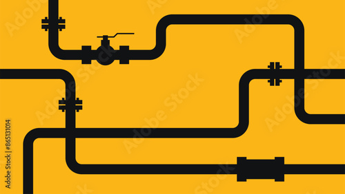 Water system pipes vector silhouette illustration 