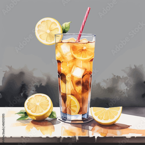 Ice Lemon Tea Ilustration Design Very Cool