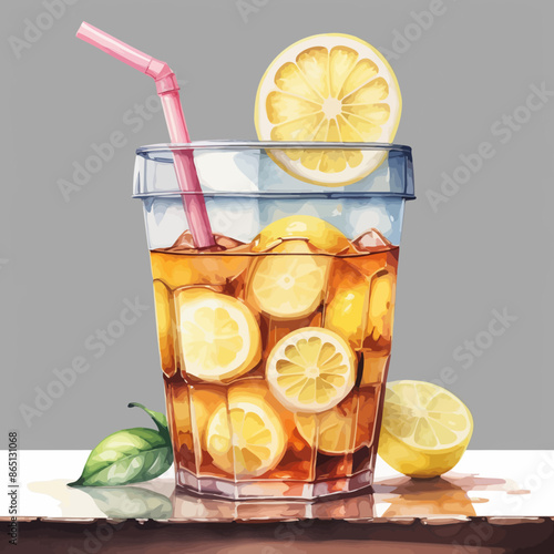 Ice Lemon Tea Ilustration Design Very Cool