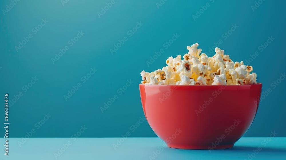 Edited popcorn bowl on blue backdrop Edited popcorn bowl on blue backdrop