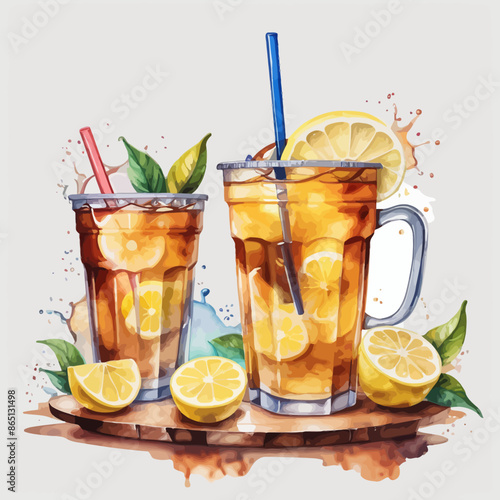 Ice Lemon Tea Ilustration Design Very Cool