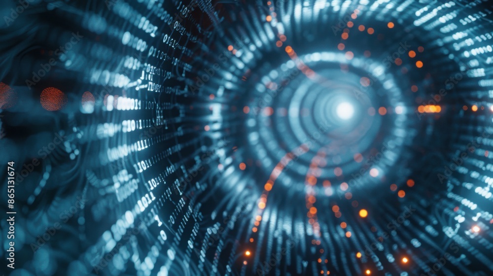 Futuristic Tunnel with Glowing Digital Lights and High-Tech Geometric Patterns
Futuristic Tunnel with Glowing Digital Lights and High-Tech Geometric Patterns