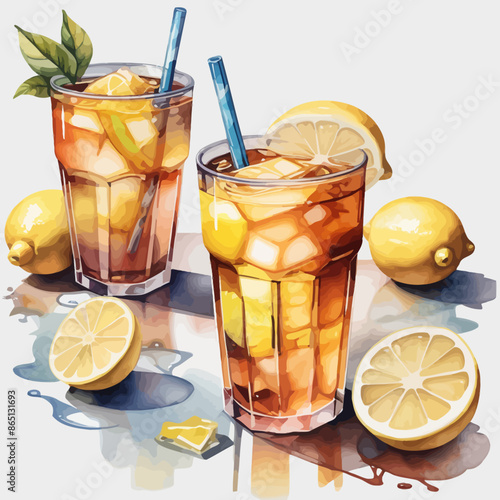 Ice Lemon Tea Ilustration Design Very Cool