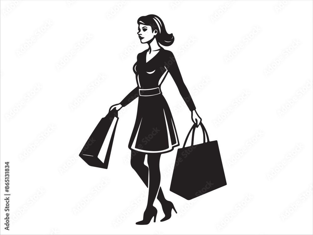 Man Woman Shopping Bag silhouette design vector art AI Generated Man Woman Shopping Bag silhouette design vector art AI Generated