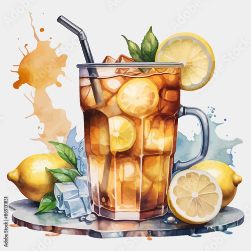 Ice Lemon Tea Ilustration Design Very Cool