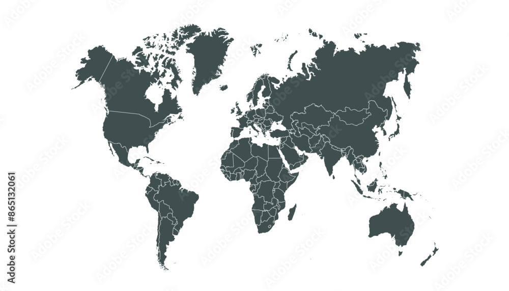 Obraz premium World map. Modern black vector map. Silhouette map