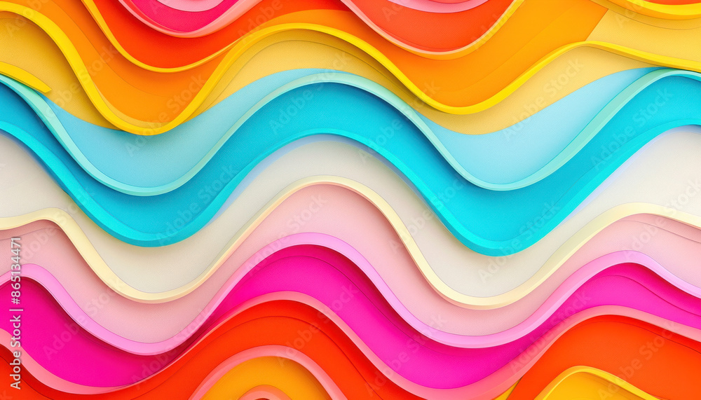 The painting showcases a vibrant wave design in detail against a white backdrop The painting showcases a vibrant wave design in detail against a white backdrop