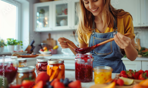 Homemade Jelly Making by Female in Modern Kitchen