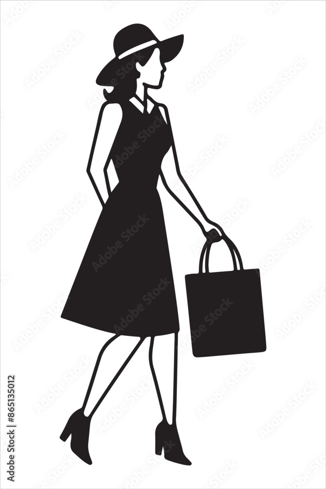Man Woman Shopping Bag silhouette design vector art AI Generated Man Woman Shopping Bag silhouette design vector art AI Generated