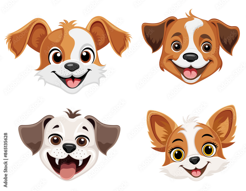 Fototapeta premium small puppy dog flat cartoon vector illustration
