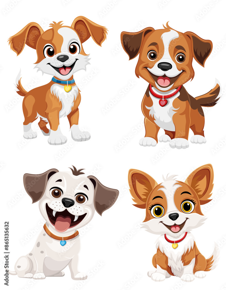 Obraz premium small puppy dog flat cartoon vector illustration