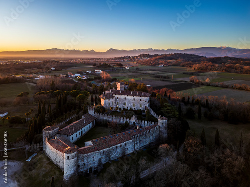 The ancient manor of Villalta at sunset. Pearl three the hills of Friuli. photo