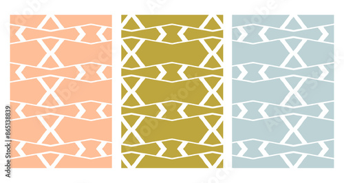 Set of 3 Oriental  pattern for fabric, wallpaper, flyer, business card. For use in graphics.