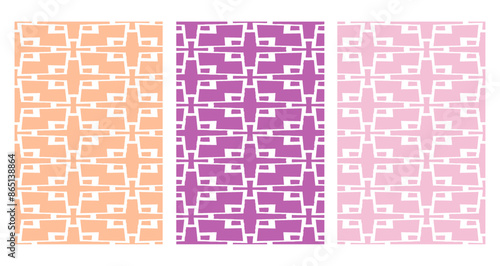 Set of 3 Oriental  pattern for fabric, wallpaper, flyer, business card. For use in graphics.