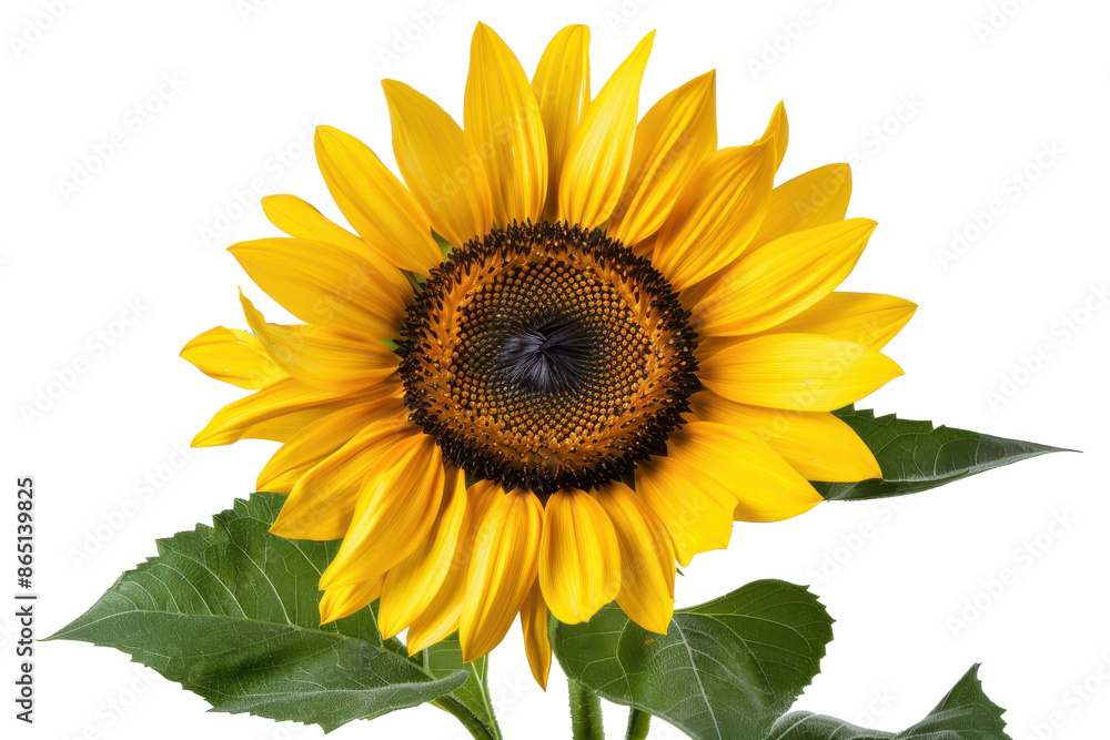 A vibrant and detailed close-up of a bright yellow sunflower isolated on a transparent background A vibrant and detailed close-up of a bright yellow sunflower isolated on a transparent background