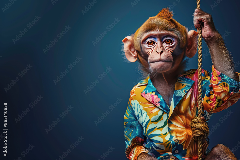 monkey in a shirt on a blue background monkey in a shirt on a blue background