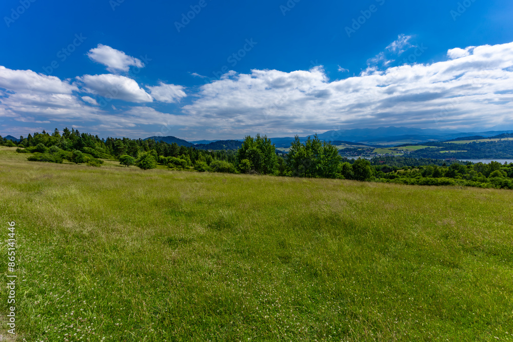 Bicycle route for a trip around Lake Czorsztyn, panorama of the Tatra Mountains Bicycle route for a trip around Lake Czorsztyn, panorama of the Tatra Mountains