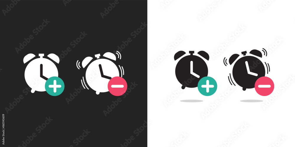 Vetor de Add alarm clock button icon vector graphic illustration set ...