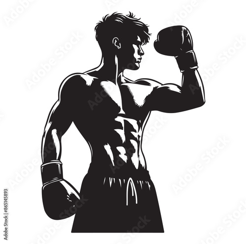 A boxer stand with pose silhouette vector. boxer silhouette.