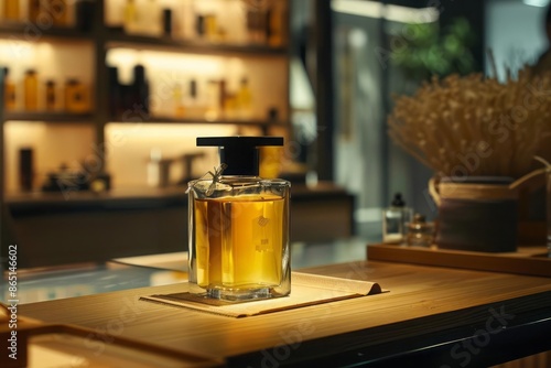 A minimalist display shelf with a few selective perfume bottles arranged neatly against a white or neutral background highlighting simplicity and elegance