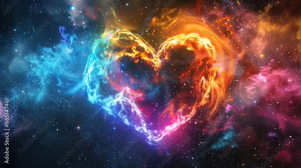 Cosmic heart of fire and ice in the starry expanse Cosmic heart of fire and ice in the starry expanse