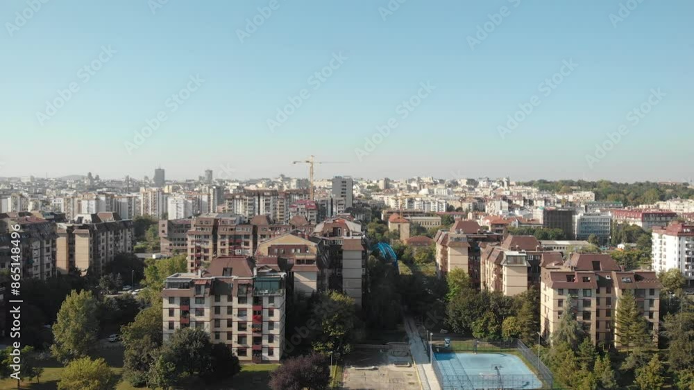 Establishing revealing shot aerial view of center of Belgrade city in Serbia. Establishing revealing shot aerial view of center of Belgrade city in Serbia.
