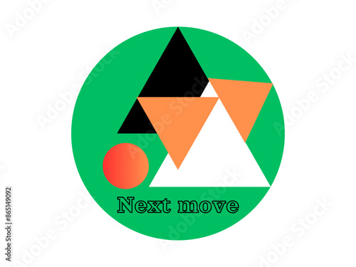 Green background vector design with triangle and circle shapes and the word next move 