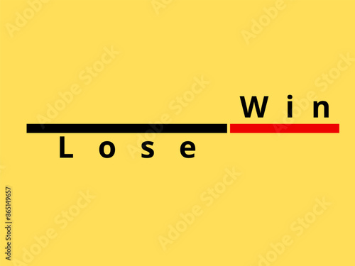 Vector design with the words lose and win and a yellow background 