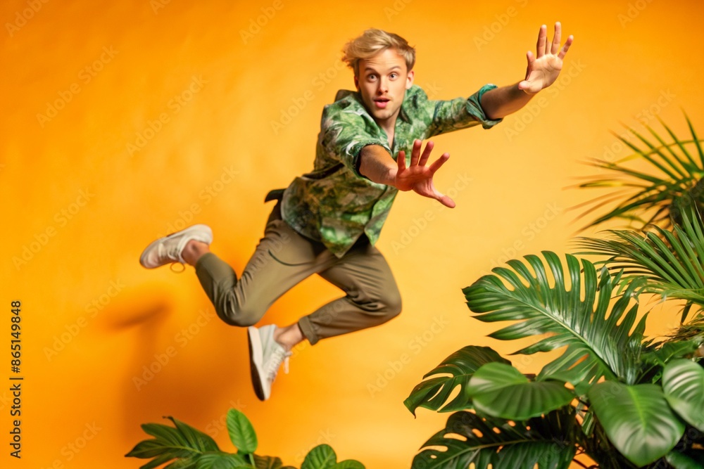 Fototapeta premium happy man is jumping