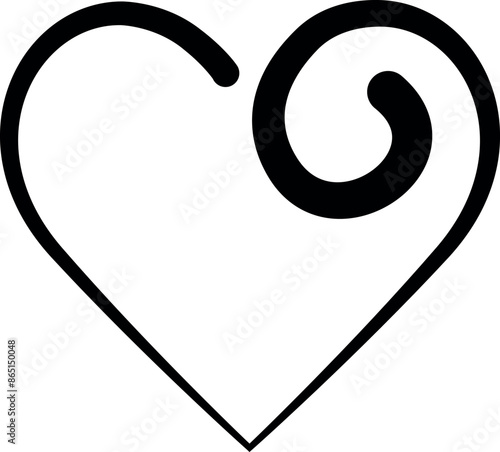 Heart swirl isolated on white background. Vector illustration.