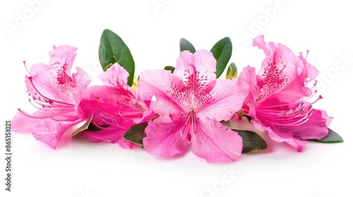 Wallpaper Mural Fresh pink Azalea flowers and green stalk flowers isolated on a white background Torontodigital.ca