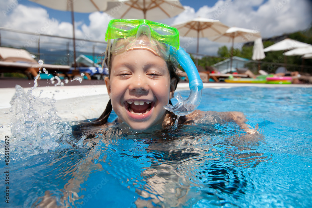 girl swiming in pool