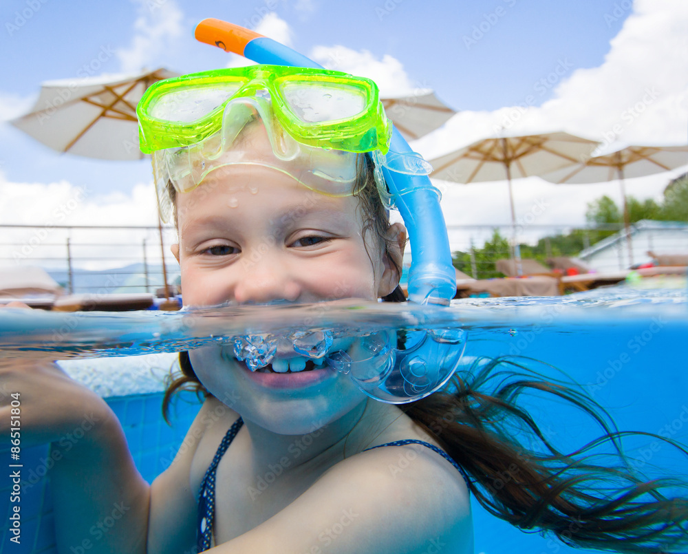 girl swiming in pool