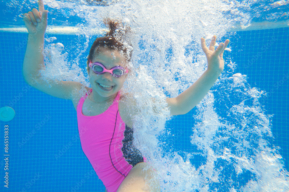 girl swiming in pool