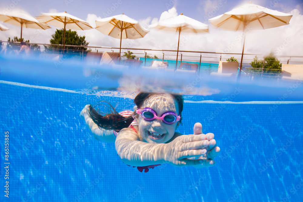girl swiming in pool