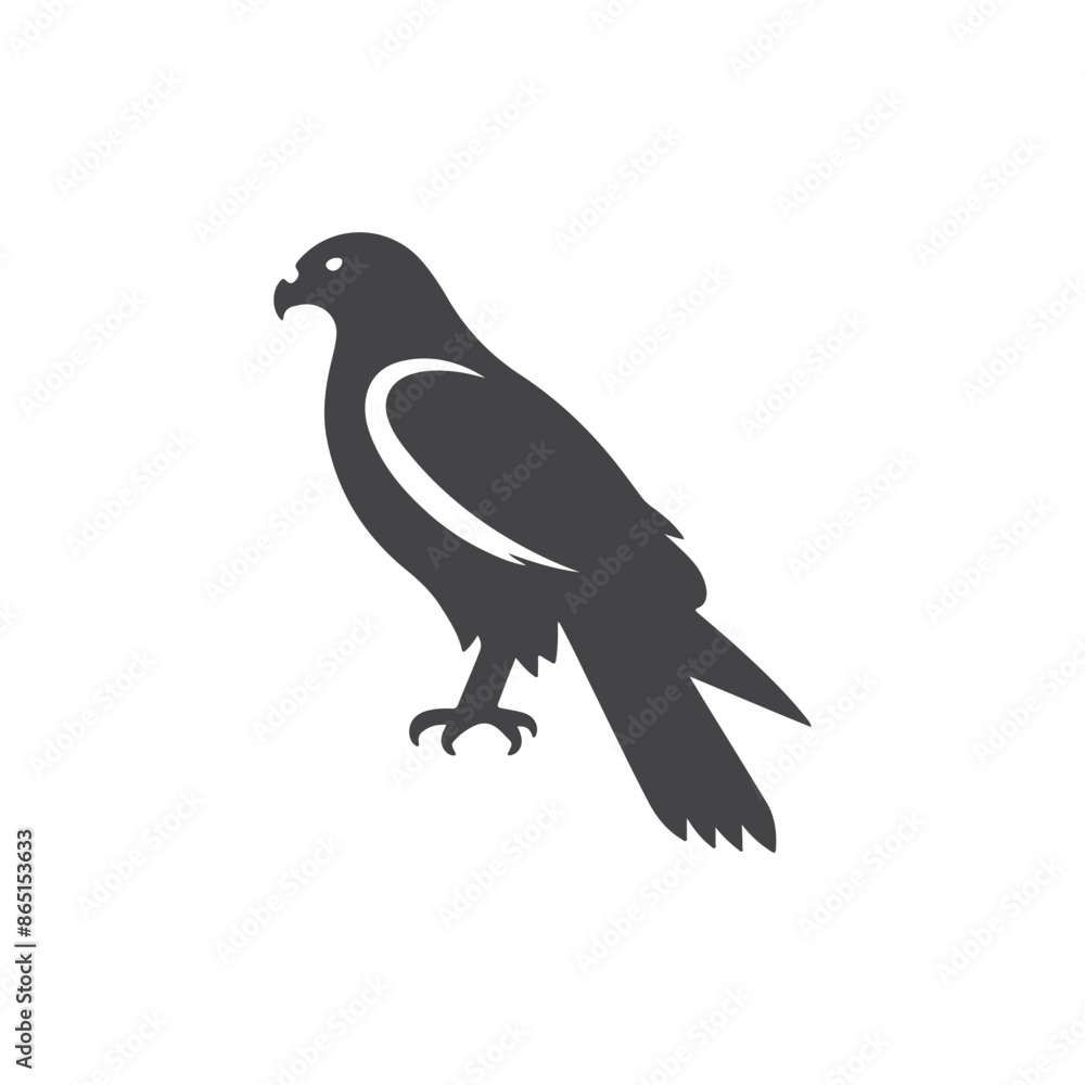 Fototapeta premium simple eye catching minimalist hawk bird silhouette, black and white, vector hawh bird, white background