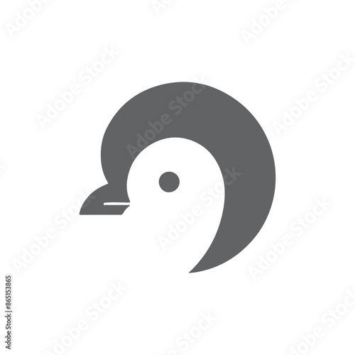 simple eye catching minimalist pelican bird vector, black and white, white background 