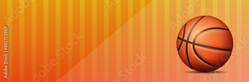 Blank orange background with basketball ball. Background for a website banner.