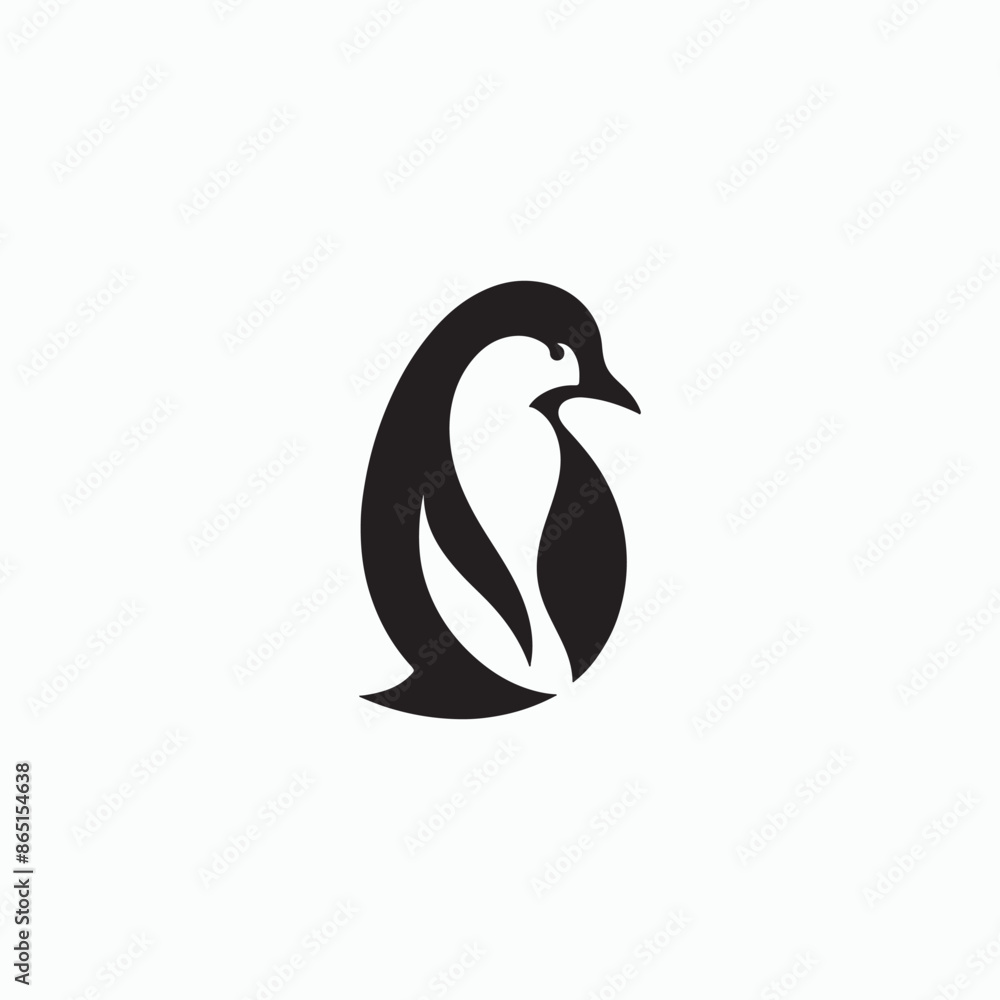Naklejka premium simple eye catching minimalist head penguin vector, black and white, white background