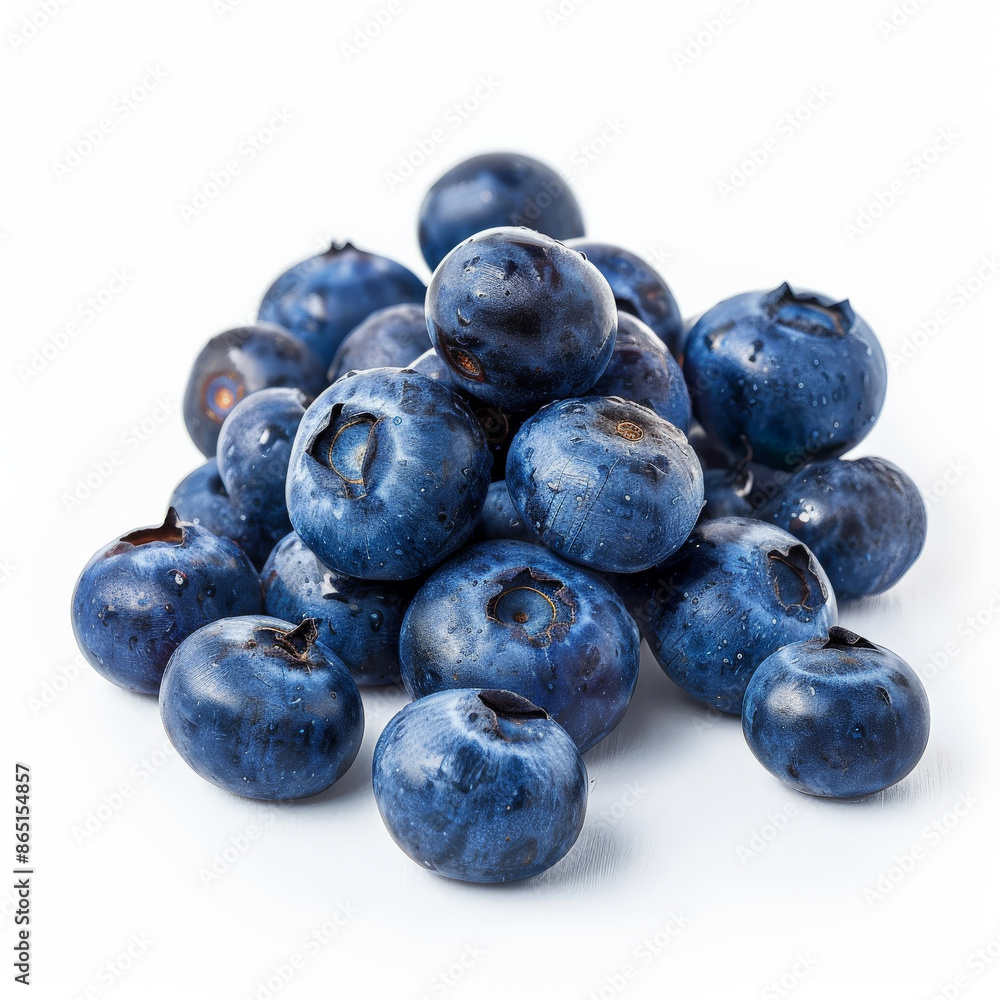 A handful of ripe, juicy bilberries with a deep blue hue, isolated on white background A handful of ripe, juicy bilberries with a deep blue hue, isolated on white background