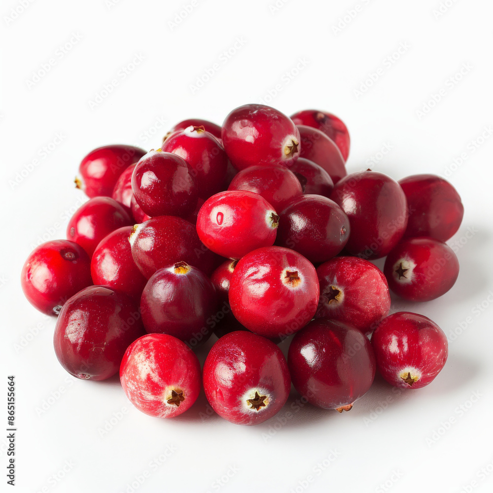 A handful of fresh cranberries with a bright red color, isolated on white background A handful of fresh cranberries with a bright red color, isolated on white background