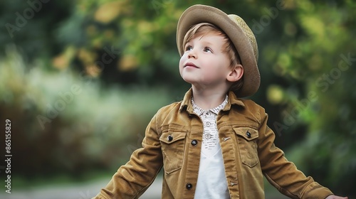 Cute little boy childrens style fashion emotions Lifestyle unaltered : Generative AI photo