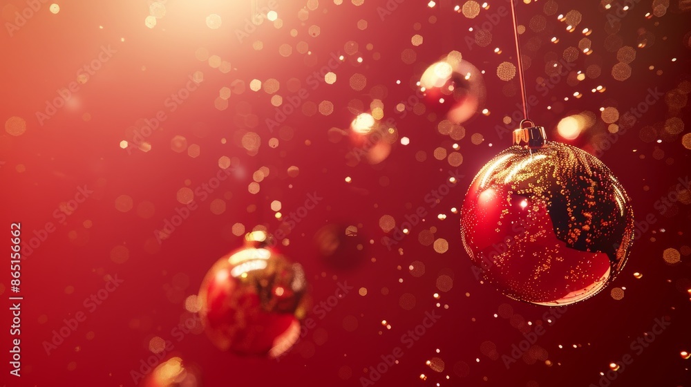The solid red background creates a festive atmosphere. It was gracefully floated by a few gold and white Christmas balls. Simple design stops with luxury. The solid red background creates a festive atmosphere. It was gracefully floated by a few gold and white Christmas balls. Simple design stops with luxury.