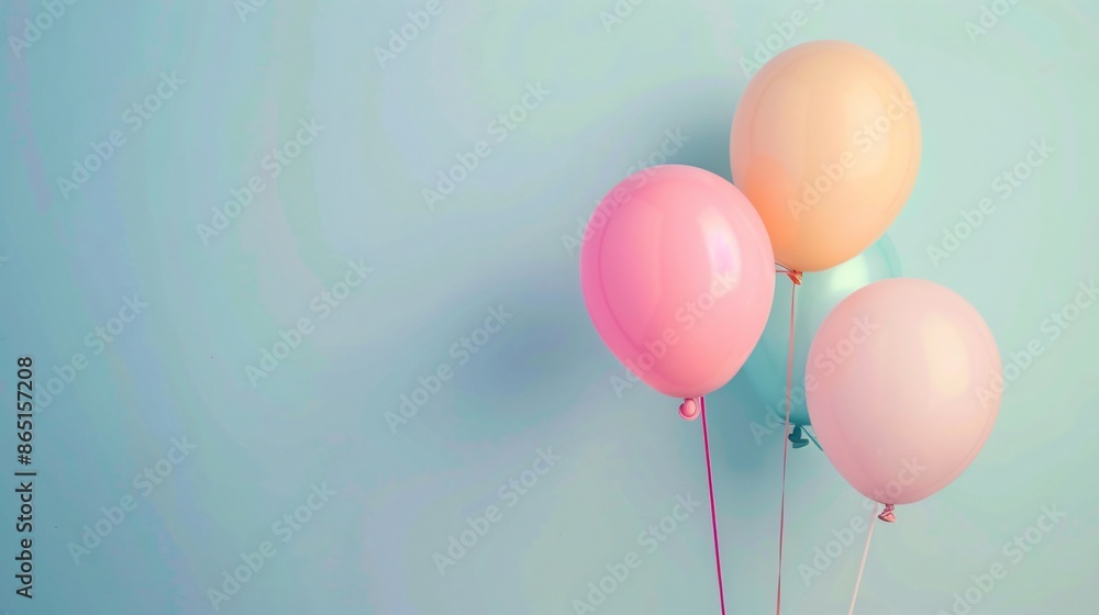 Ballons On Blue Background For Birthday Ballons On Blue Background For Birthday