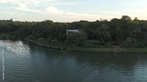 Wallpaper Mural Stunning aerial view of the green environment along the Paraná River in Posadas, Misiones, Argentina, at the iconic tri-border area with Brazil and Paraguay. Torontodigital.ca