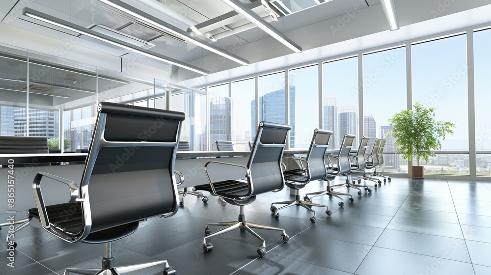 Modern Office Meeting Room with City View Modern Office Meeting Room with City View