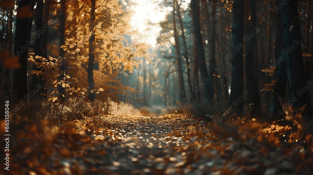 Obraz premium A walk through the autumn forest : Generative AI